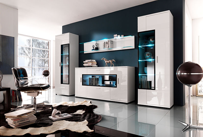 Modular walls for the living room in a modern style