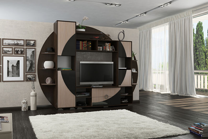 Wall slide for a living room in a modern style