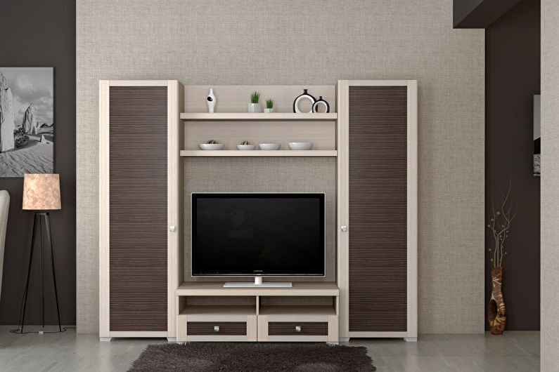 Mini wall for a living room in a modern style