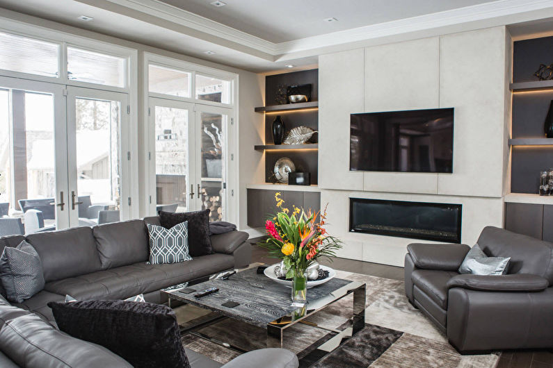 How to fit a wall into the interior of a modern living room