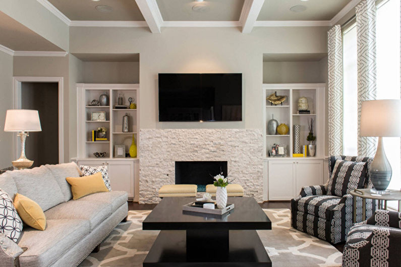 Wall in the living room in a modern style - photo