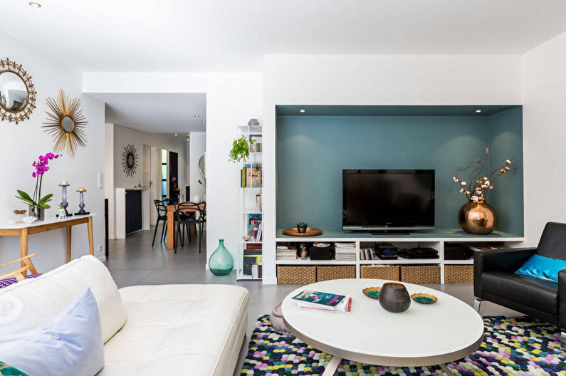 Wall in the living room in a modern style - photo
