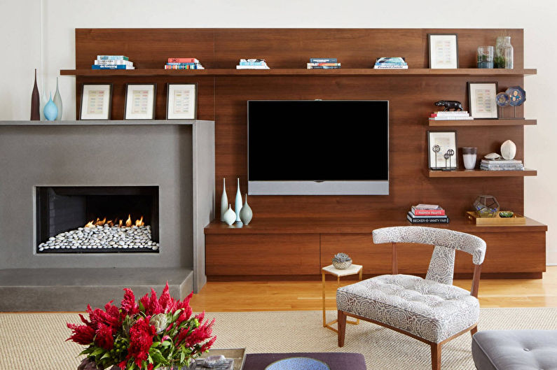 Wall in the living room in a modern style - photo
