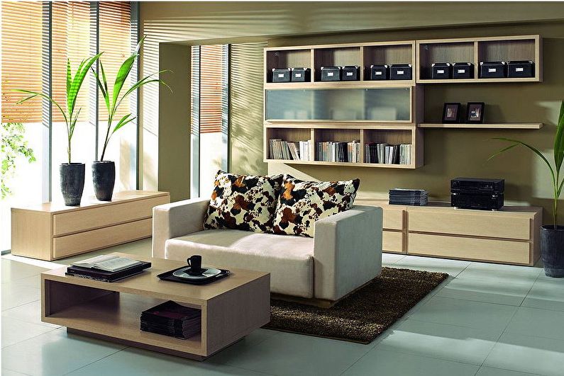 Wall in the living room in a modern style - photo