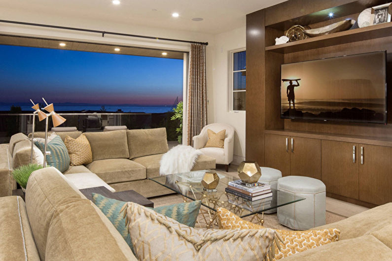 Wall in the living room in a modern style - photo