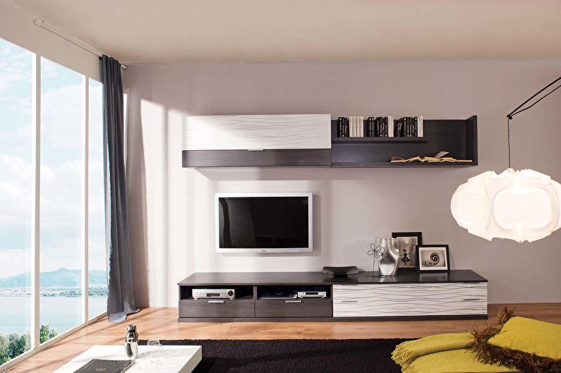 Wall in the living room in a modern style - photo