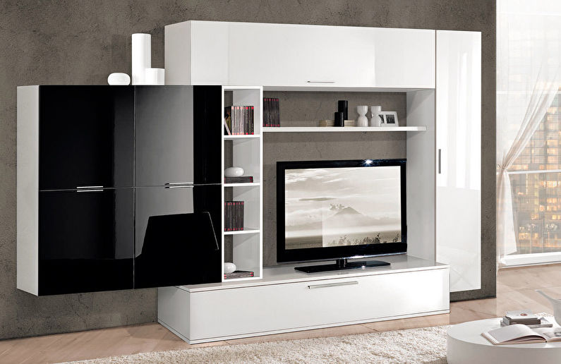 Wall in the living room in a modern style - photo