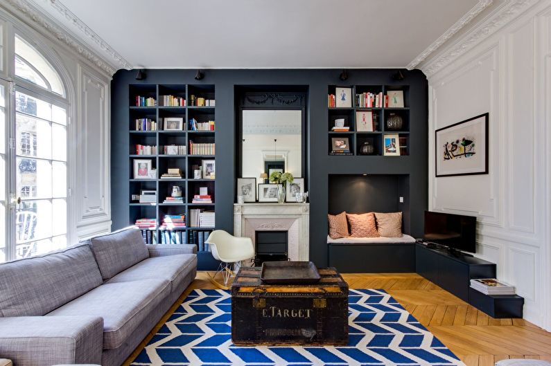 Wall in the living room in a modern style - photo
