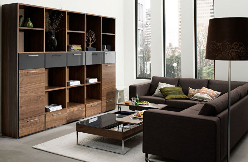 Wall in the living room in a modern style - photo