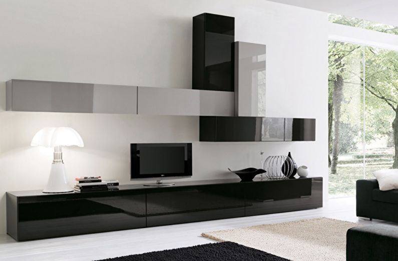 Wall in the living room in a modern style - photo