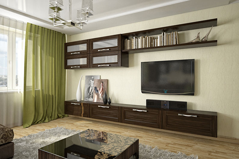 Wall in the living room in a modern style - photo