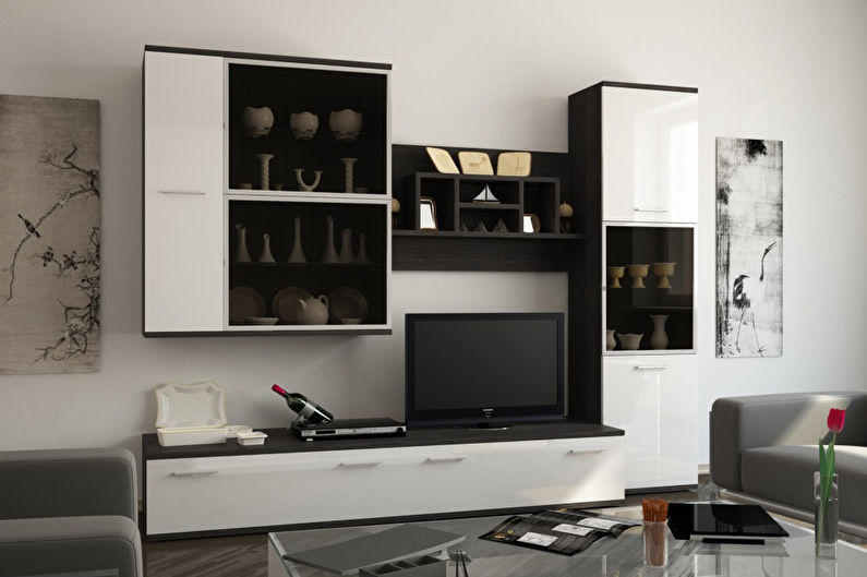 Wall in the living room in a modern style - photo