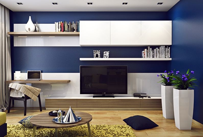 Wall in the living room in a modern style - photo
