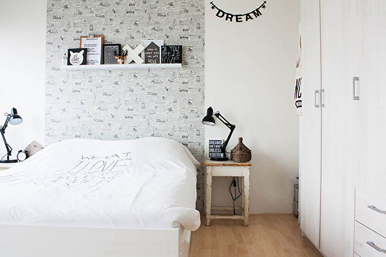 Bedroom design 9 sq.m. in scandinavian style