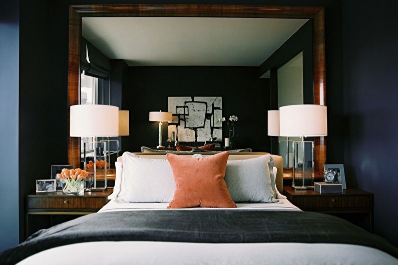 Bedroom design 9 sq.m. in dark colors