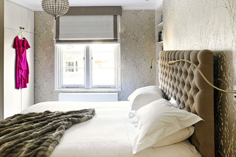 Bedroom design 9 sq.m. in pastel colors