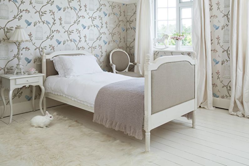 Design beige bedroom in provence style