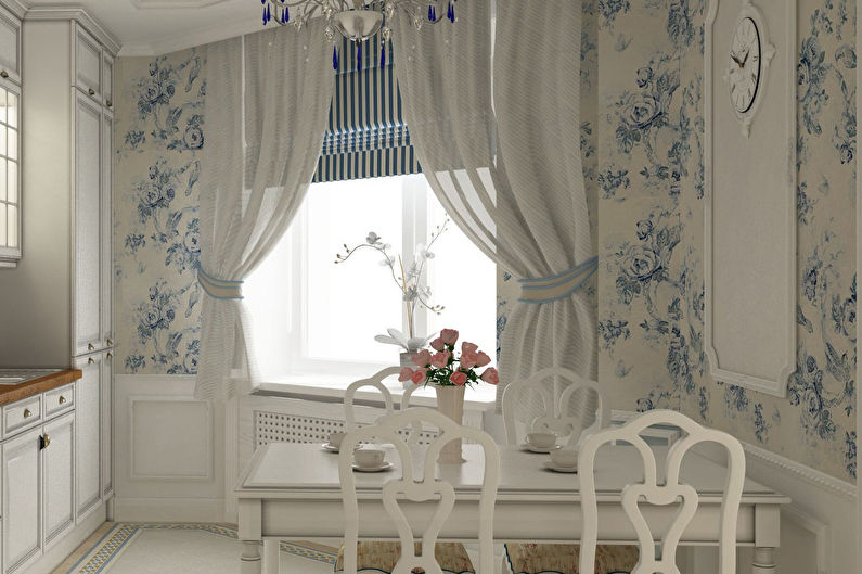Provence style white curtains