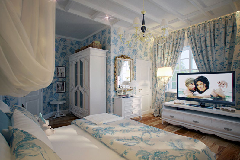 Blue provence style curtains