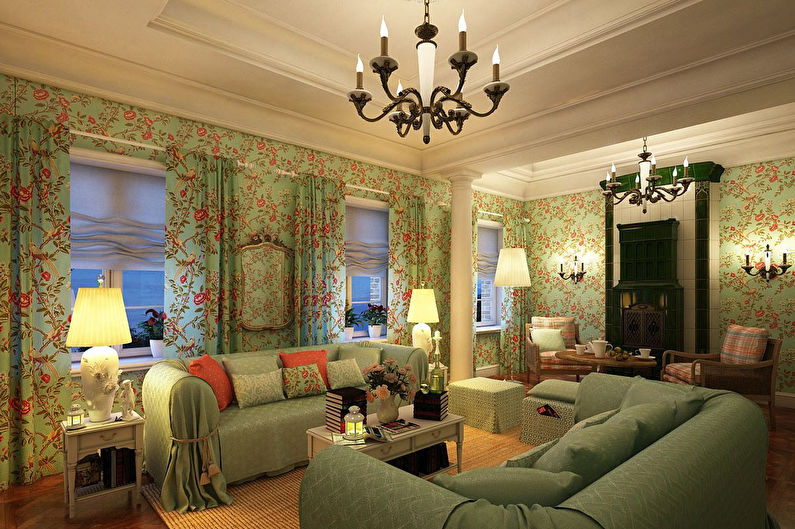 Provence style curtains in the living room - photo