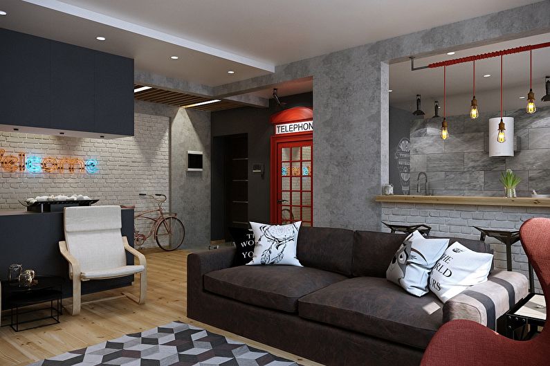 Lägenhetsdesign i loftstil, Magnitogorsk - foto