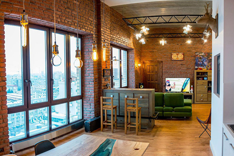 Lägenhetsdesign i loftstil för ett ungt par, Tyumen - foto