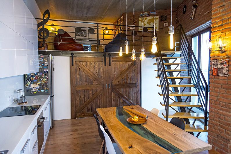 Lägenhetsdesign i loftstil för ett ungt par, Tyumen - foto