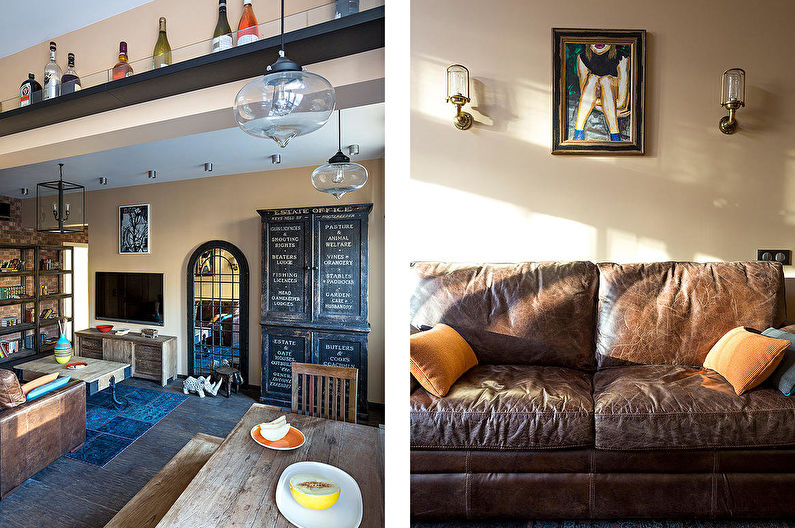 Design av en trerumslägenhet i loftstil - foto