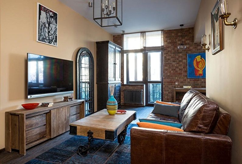 Design av en trerumslägenhet i loftstil - foto