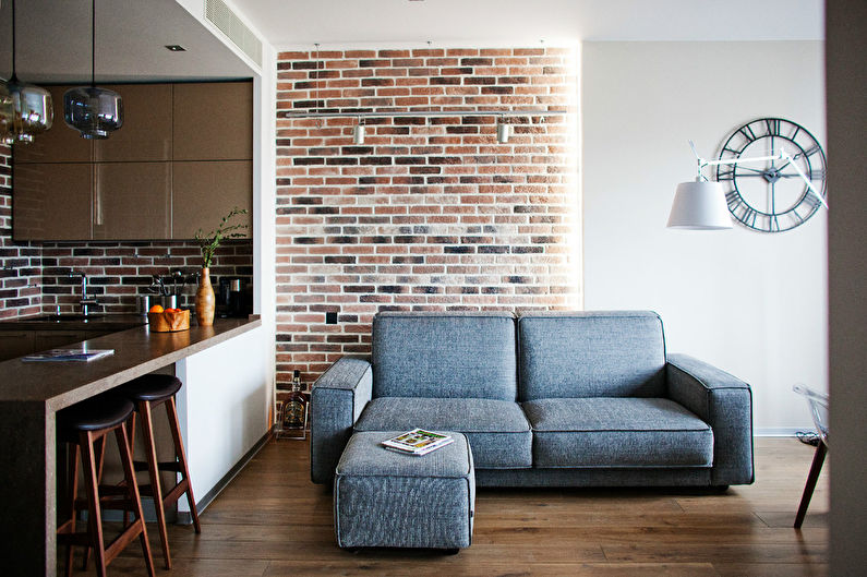 Lägenhetsdesign i loftstil för en ungkarl - foto