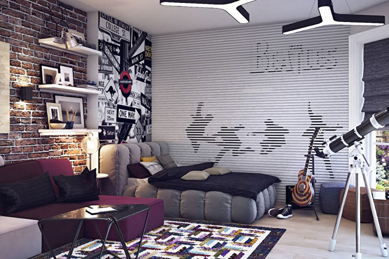 Disenyo ng silid ng isang bata para sa isang batang lalaki sa estilo ng loft