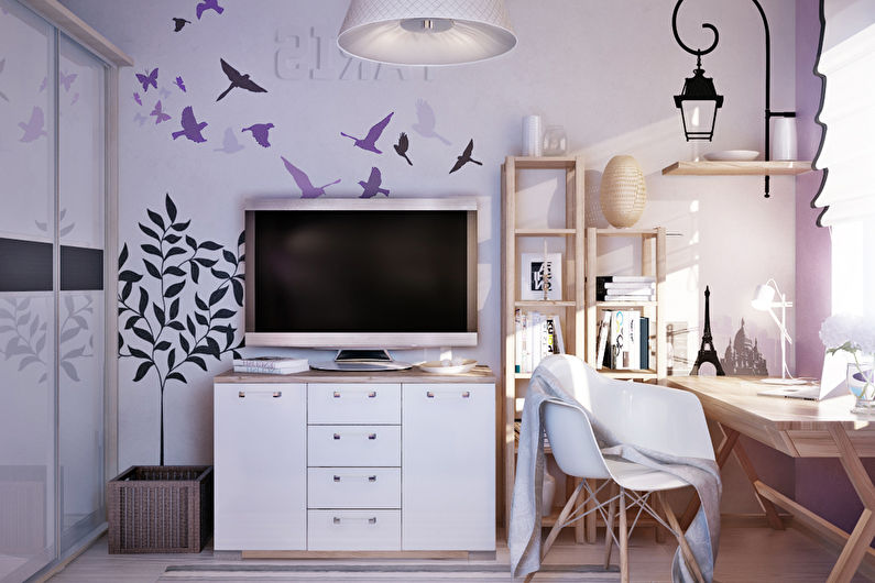 Design features of a children's room for a girl