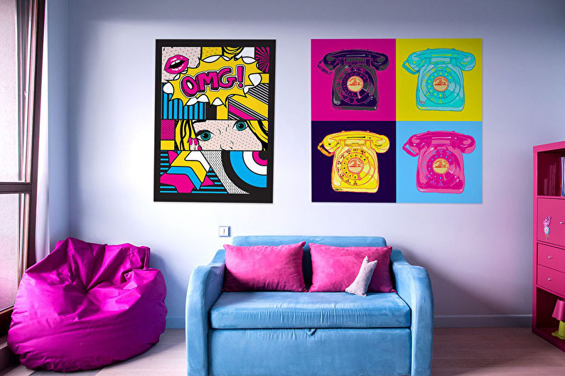 Design of a nursery for a girl in pop art style