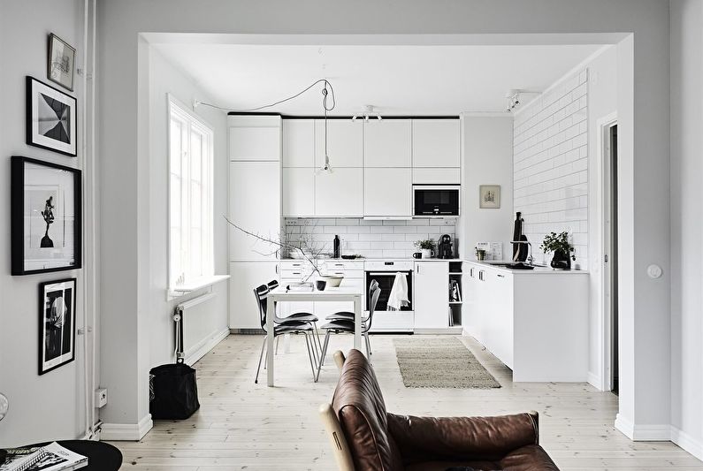 Kitchen design 12 sq.m. in scandinavian style