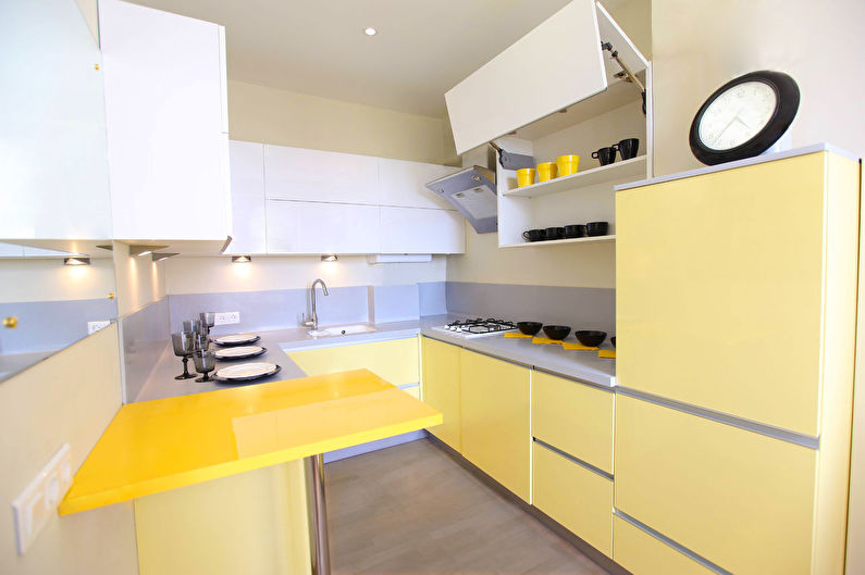 Yellow kitchen 12 sq.m. - Interior Design