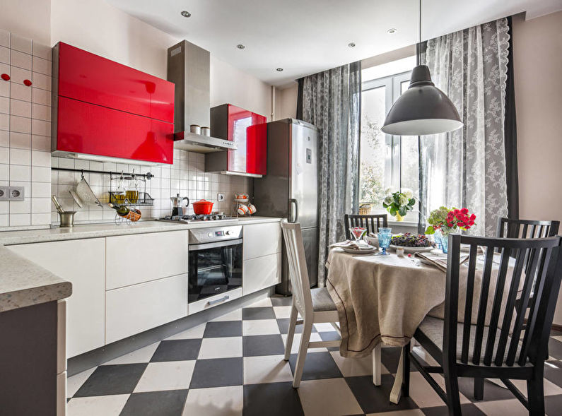 Kitchen design 12 sq.m. - floor finish