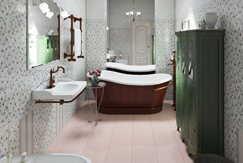 Interior design of a bathroom in provence style - photo