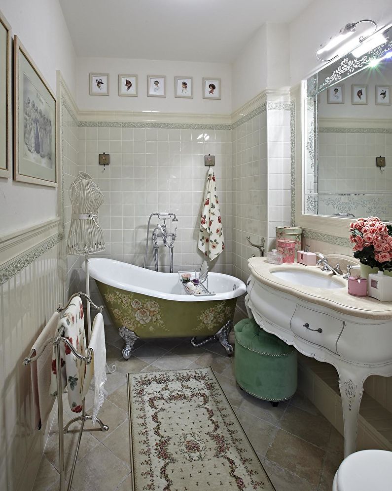Interior design of a bathroom in provence style - photo