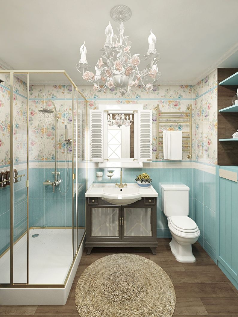 Interior design of a bathroom in provence style - photo