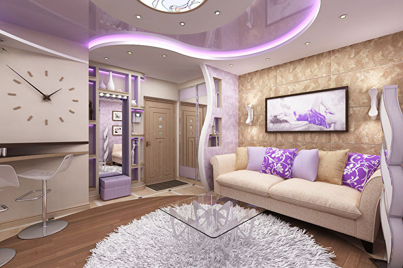 Designprojekt der Wohnung im Fusion-Stil