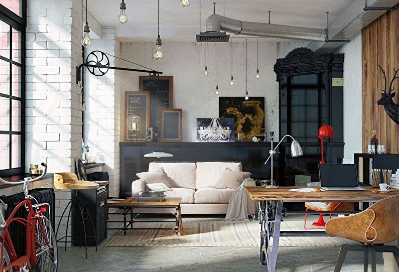 Loft stil lägenhet design (100+ bilder)