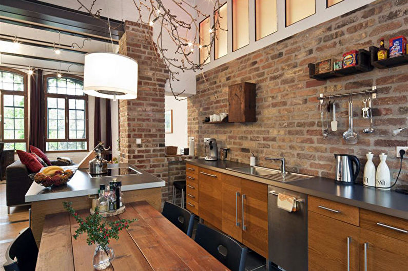 Brown Loft Style Kusina - Disenyo sa Panloob