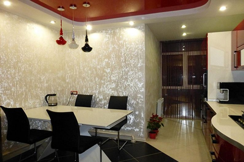 Red and Black Kitchen Design - Ceiling Finish