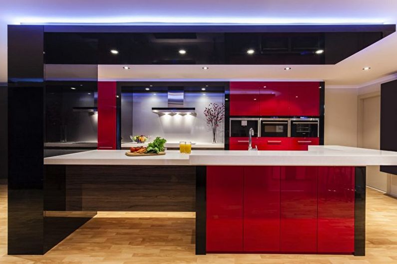 Design of a red-black kitchen - Furniture