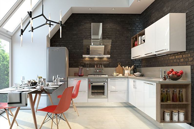 Design of a red-black kitchen - Furniture