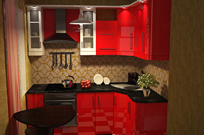 Small red and black kitchen - Interior Design