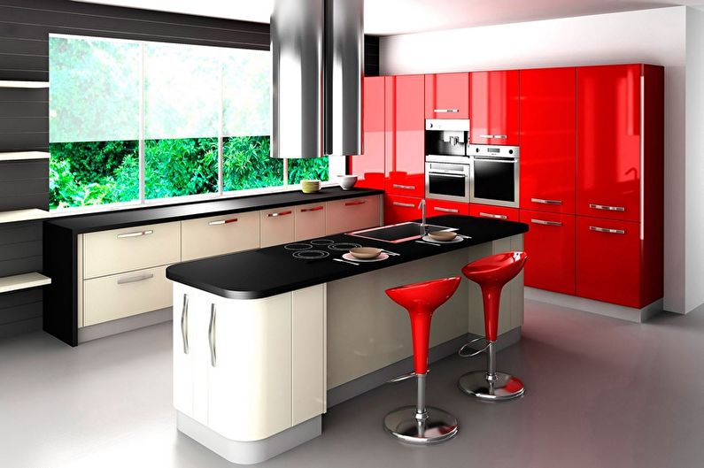 Red and black kitchen - Interior Design photo