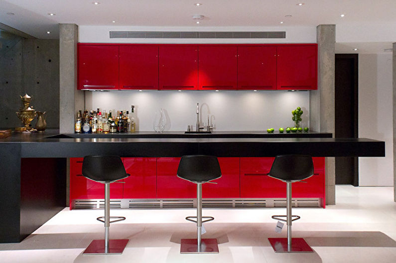 Red and black kitchen - Interior Design photo