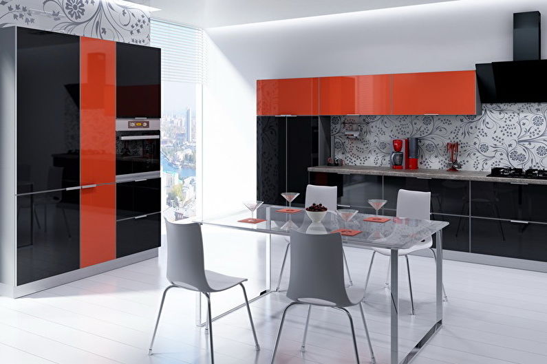 Red and black kitchen - Interior Design photo