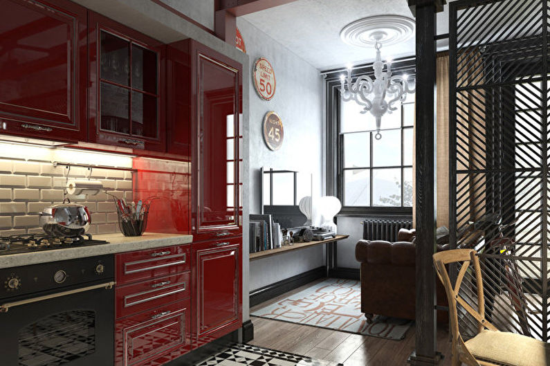 Red and black kitchen - Interior Design photo